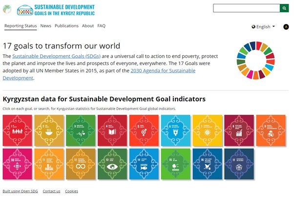 Screenshot of the SDG Platform of the Kyrgyz Republic.
